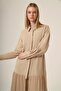 Women's Chiffon Detail Suit Beige 31331 - 5