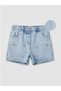 Lcw Kidsmavi Embroidered Girls' Jean Shorts with Elastic Waist - 2