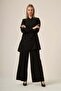 Women's Comfortable Fit Asymmetrical Draped Double Suit Black 31322 - 3
