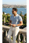 Men's Patterned Short Sleeve Knitwear T-Shirt - 100% Cotton Acrylic - 5