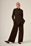 Women's Jacquard Belt Detailed Double Suit Set Brown 31328 - 3