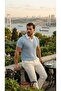 Men's Patterned Short Sleeve Knitwear T-Shirt - 100% Cotton Acrylic - 2