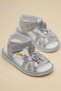 Şirinbebe Orthopedic Baby Girl Sandals with Silver Butterfly Detail