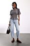Light Blue Barrrel Jean with Floral Embroidery on the Sides 1019 - 2