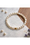 Baroque Pearl Look Heart Detailed Elastic Bracelet - 2