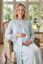New Season Mint Green Summer Full Length Jacquard Buttoned Short Sleeve Maternity Nightgown Set - 3