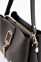 Women's 4-Compartment Lined Zipper Closure 2-Strap Hand and Shoulder Bag (24X18 cm) - 3