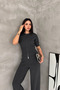 Women's Anti-Racism Knitwear Set Zippered Top High Waist Wide Leg Pants Bottom Top Set - 4