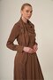Women's Brooch Detailed Shawl Collar Dress Brown 31337 - 5