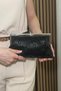Women's Black Sparkling Stone Evening Bag - Stylish Metal Detailed Chain Strap Evening Clutch Bag - 3