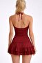 Halter Neck Blouse with Lace Detail - 3