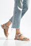 Viola Women's Single Strap Double Gold Buckle Detailed Daily Comfortable Slippers - 4