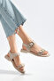 Viola Women's Single Strap Double Gold Buckle Detailed Daily Comfortable Slippers - 3