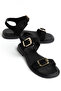 Viola Women's Single Strap Double Gold Buckle Detailed Daily Comfortable Slippers - 5