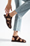 Sole Women's Bitter Brown Suede Bead Detailed Casual Sandals - 4