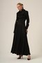Women's Brooch Detailed Shawl Collar Dress Black 31337 - 2
