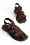 Sole Women's Bitter Brown Suede Bead Detailed Casual Sandals