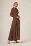 Women's Brooch Detailed Shawl Collar Dress Brown 31337 - 3