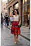Viscose Fabric Patterned Midi Length (60 cm) Skirt