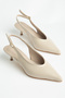 Kate Beige Patent Leather 3 cm Heeled Pointed Toe Heeled Shoes - 3