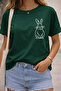 Minimal Rabbit Print Unisex Oversize T-Shirt – Cotton Crew Neck Casual Trend T-Shirt
