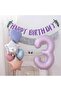 Makaron Lilac Blue 3 Three Number Foil Balloon 34 Inch