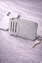 Women's Silvery Zippered Card Holder Wallet with 8 Card Holders, Mini Wallet with Money Compartment - 4