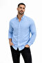 Men's Linen Fabric Oversize Long Sleeve Comfortable Fit Shirt - Light Blue