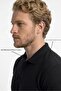 Men's Non-Shrink Cotton Fabric Regular Fit Black Non-Curling Polo Collar T-Shirt - 4