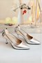 Women's 7 cm Silver Bow Evening Dress Shoes - 4