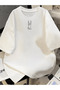 Mini Collar Black Color Cat Printed Premium Oversize T-Shirt