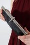 Black Satin Evening Dress Bag with Stone-Set Buckle and Chain Detail, Clutch, Evening Bag and Handbag - 8