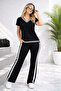 Women's V-Neck Ribbed Detailed Two-Piece Set - 3