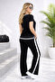 Women's V-Neck Ribbed Detailed Two-Piece Set - 2