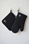 Be-28455-Bk 100% Cotton Black Plain 17*30 Cm-20*20 cm (Gloves and Tutaç) Kitchen Set