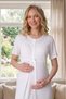 New Season Ecru Shawl Collar Patterned Full Length Summer 100% Cotton Special Design Maternity Dressing Gown Nightgown Set - 5