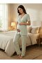 New Season Green Lace Summer Special Design 100% Cotton Maternity Maternity Dressing Gown Pajama Set - 2