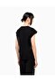 Women's Cotton Round Neck Logo Stripe Patterned Short Sleeve Black T-Shirt - 4