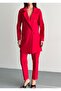 Red Larina Double Breasted Buttoned Blazer Jacket Trousers Suit Ate-4237 - 2