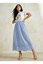 Midi Cotton Embroidered Hem Skirt with Pleat Detail - 3