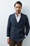 Men's Navy Blue Slim Fit / Narrow Fit Wide Swallowtail Jacket
