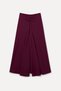 Women's Burgundy A-Line Long Skirt with Gathered Waist and Slit - 5