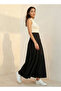 Maxi Length Cotton A-line Skirt with Panelled Waistband - 4