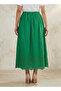 Midi Cotton Embroidered Hem Skirt with Pleat Detail - 4