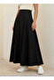 Maxi Length Cotton A-line Skirt with Panelled Waistband - 2