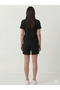 Shorts - Women's Black Oversize Relaxed Fit High Waist Lace-Up Casual Shorts - 3