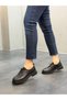 Black Leather Lace-Up Women's Casual Shoes - 3