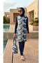 Women's Geometric Pattern Closed Water Repellent 5 Piece Hijab Pool Sea Swimsuit Set-Beach Bag Gift_2307 - 2