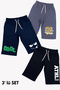 3-Piece Printed Detailed Wide-Legged Pocketed Boys' Capri Pants