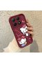 Shockproof Simple Claret Red Silicone Phone Case Hello Kitty Pattern Compatible with Mi 15t - 3